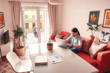 Imagen de una persona completando una solicitud de préstamo en línea