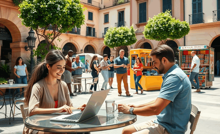 Persona utilizando una computadora para generar ingresos adicionales de manera sencilla y eficiente.