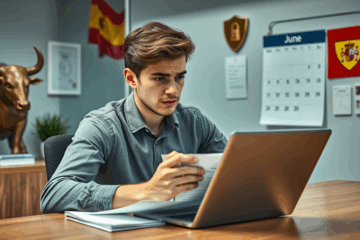 Persona revisando opciones de crédito seguro en un dispositivo.