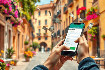 Imagen de una persona recibiendo dinero de manera rápida a través de un dispositivo digital.