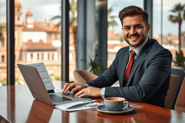 Documentos aseguradores firmados electrónicamente en una pantalla digital.