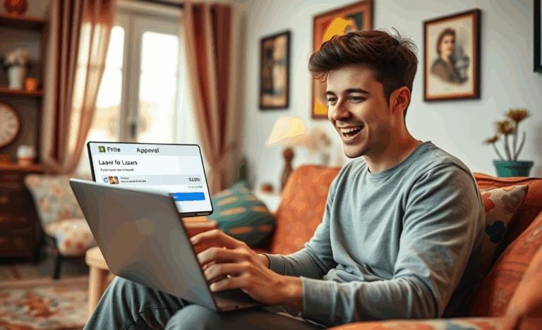 Imagen de una persona recibiendo dinero rápidamente a través de un préstamo online.