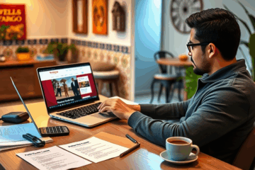 Imagen de un hispano solicitando un préstamo en Wells Fargo